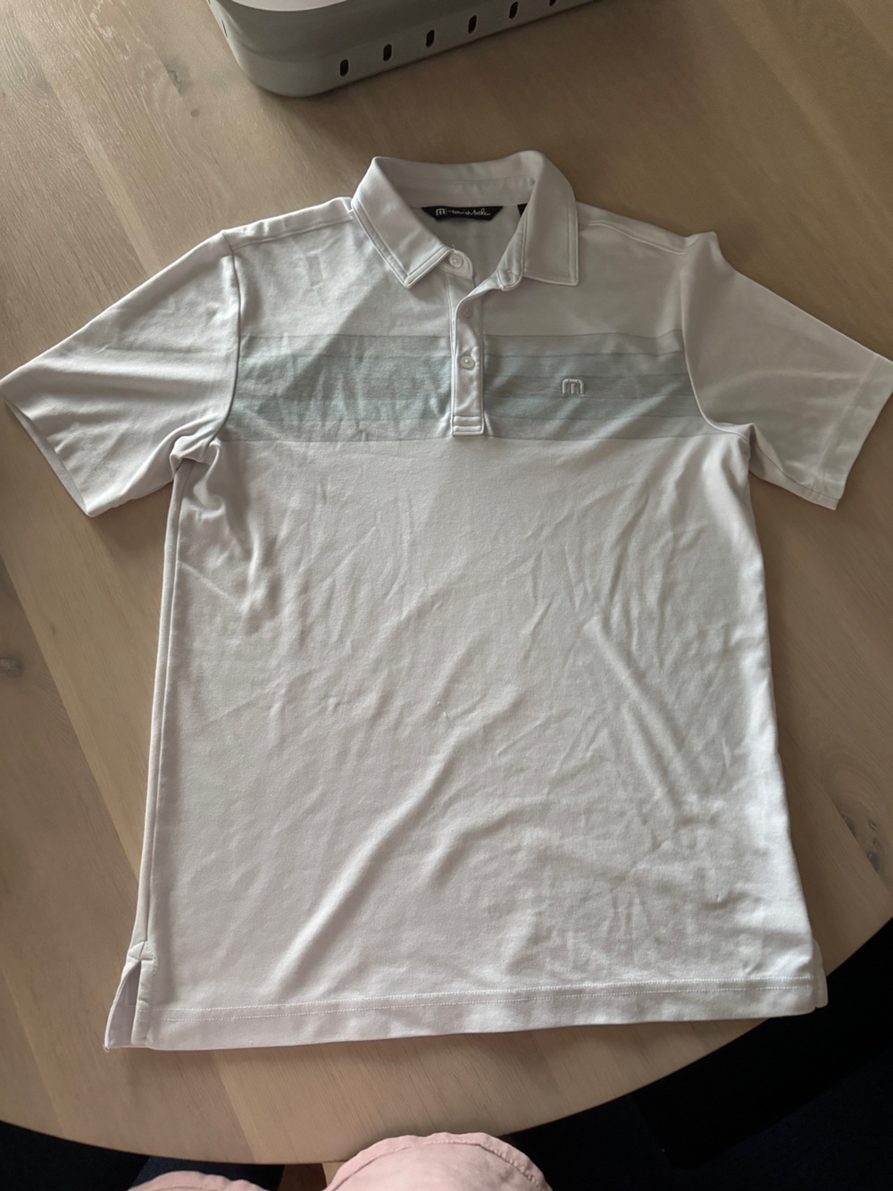 Travis Matthew White Striped Short Sleeve Polo Small